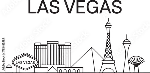 Las vegas nevada skyline vector line art illustration united states city urban cityscape panorama