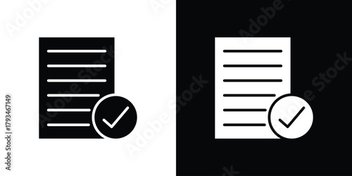 Approved document icon solid style collection. flat style symbols