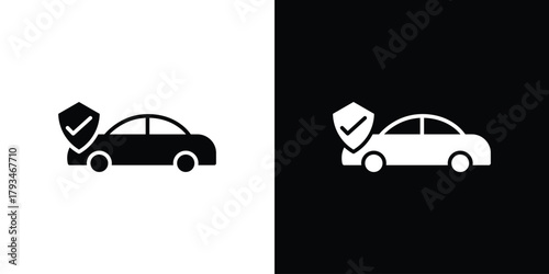 Auto insurance icon solid style collection. flat style symbols
