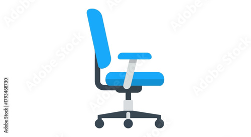 Blue Office Chair Illustration on White Background.