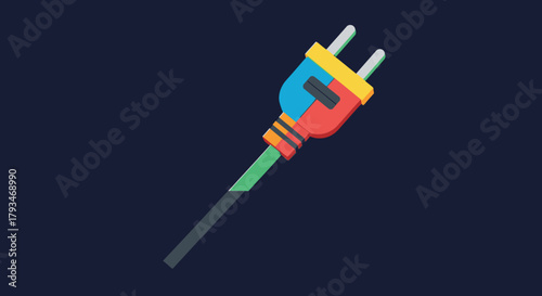 Colorful Electrical Plug Illustration on Dark Background.