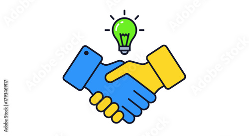 Creative partnership and innovative agreement concept icon.