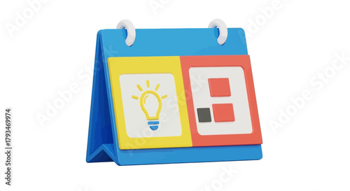 Three dimensional flip calendar icon for planning and ideas.