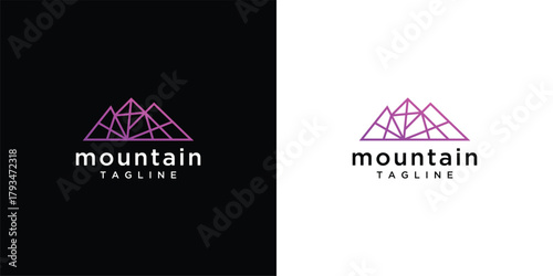 mountain logo vector icon illustration. mountain logo design template elements created with rocks forming a mountain