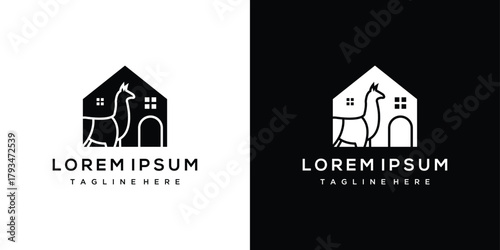 alpaca house Logo vector template. alpaca house logo icon	