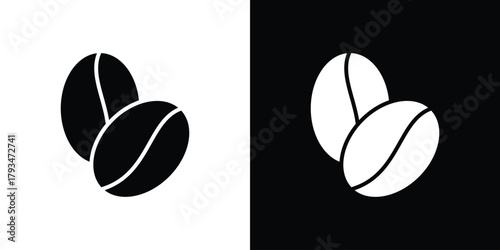 Coffee Bean icon solid style collection. flat style symbols