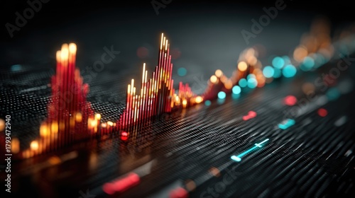 Abstract digital financial graph representing market trends and data analysis.