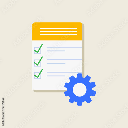 Checklist and gear icon - a diagram for managing tasks and improving workflow.