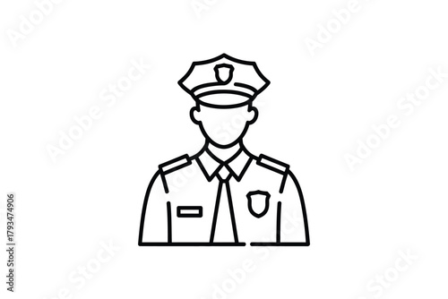 A stylized icon depicts a police officer in uniform wearing a cap, representing law enforcement.