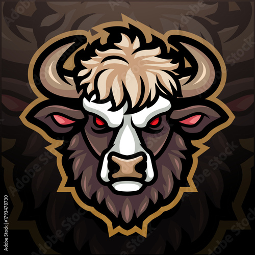 Cow head esport mascot logo design