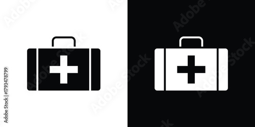 First aid kit icon solid style collection. flat style symbols