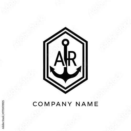 Anchor and Initials AR Logo Design.