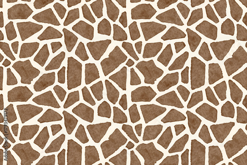 Seamless watercolor giraffe skin pattern background, png