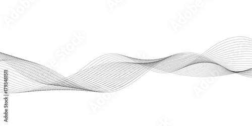 Wavy digital futuristic technology curve ocean lines on transparent background. Thin line wavy abstract vector background. Curve wave seamless pattern. Vector illustration.	