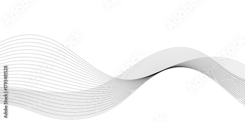 Wavy digital futuristic technology curve ocean lines on transparent background. Thin line wavy abstract vector background. Curve wave seamless pattern. Vector illustration.	