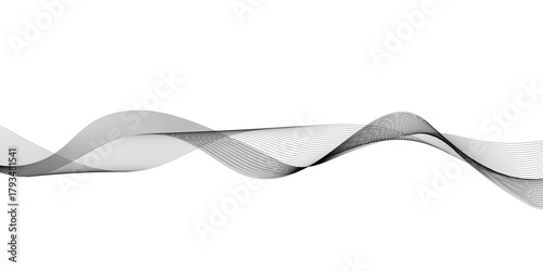 Wavy digital futuristic technology curve ocean lines on transparent background. Thin line wavy abstract vector background. Curve wave seamless pattern. Vector illustration.	