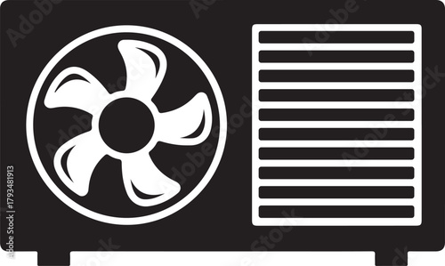 Air conditioning unit icon, an essential symbol for climate control, ventilation, heating, and cooling technology in modern environments.