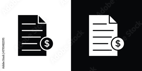 Invoice payment icon solid style collection. flat style symbols