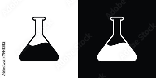 Lab flask icon solid style collection. flat style symbols