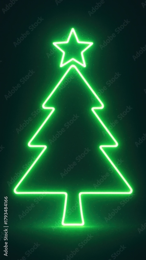 Fototapeta premium Neon Christmas tree glow mobile wallpaper