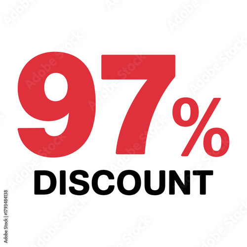 A bold red 97 percent discount is displayed on a white background.