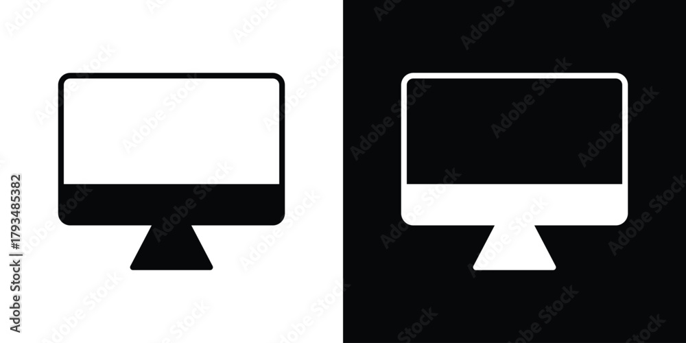 Fototapeta premium Monitor icon solid style collection. flat style symbols