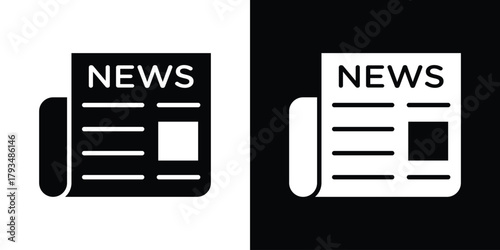 Newspaper icon solid style collection. flat style symbols