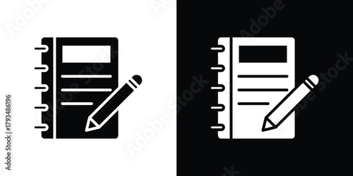 Notebook icon solid style collection. flat style symbols