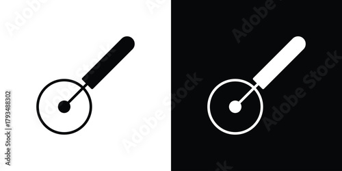 Pizza Slicer icon solid style collection. flat style symbols