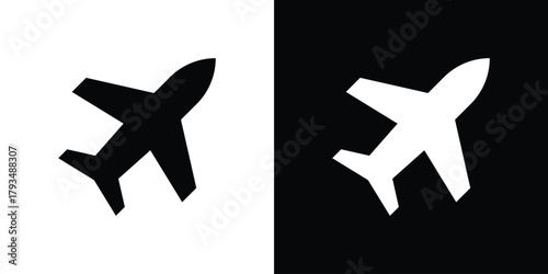 Plane icon solid style collection. flat style symbols