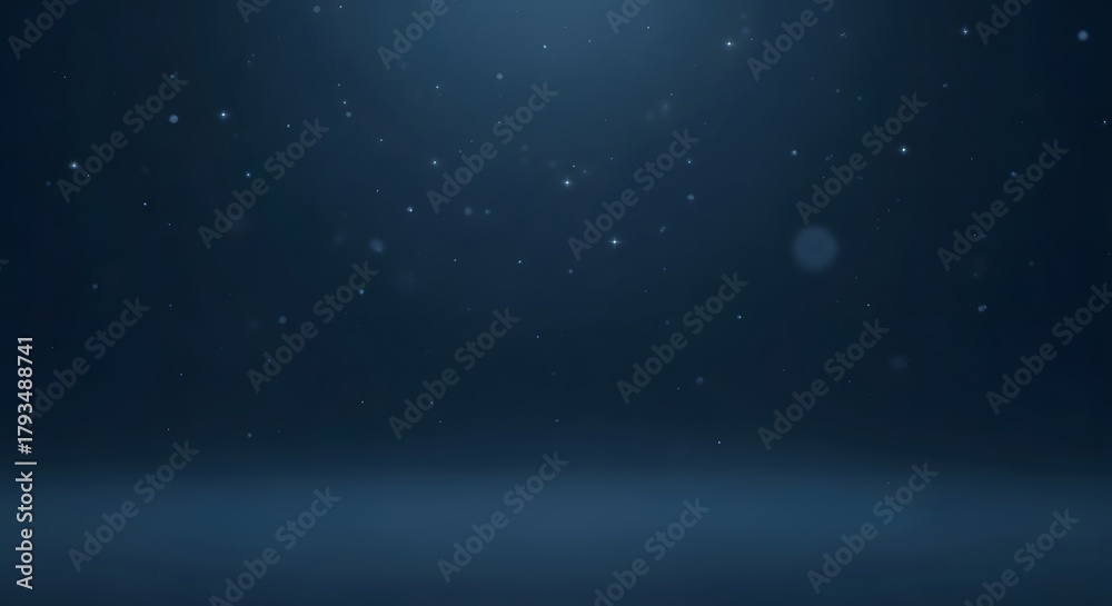 Fototapeta premium Cinematic deep blue background with shimmering bokeh particles and soft light creating a magical, dreamy ambiance