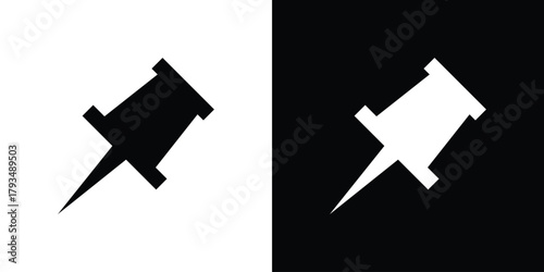 Push pin icon solid style collection. flat style symbols