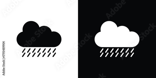 Rain icon solid style collection. flat style symbols