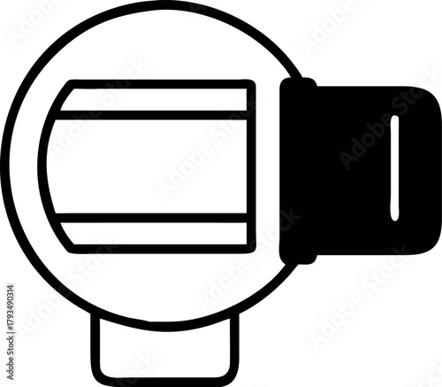 Distinctive simplified search lens icon, a sleek vector graphic in solid dark for intuitive navigation and precise information retrieval