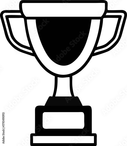 Simplified trophy cup icon vector illustration, solid dark design, bold silhouette for awards and achievements