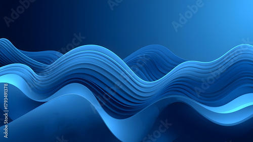 Flowing blue wave abstract pattern background with smooth lines