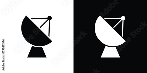 Satellite dish icon solid style collection. flat style symbols