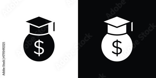 Scholarship icon solid style collection. flat style symbols
