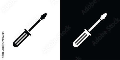 Screwdriver icon solid style collection. flat style symbols