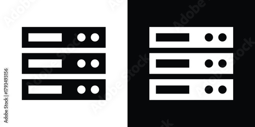 Server rack icon solid style collection. flat style symbols