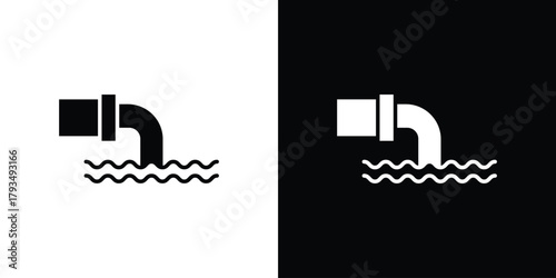 Sewage icon solid style collection. flat style symbols
