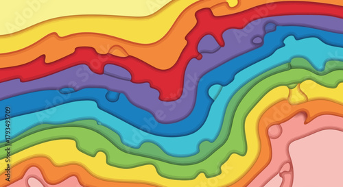 Colorful abstract layered design with vibrant rainbow hues.