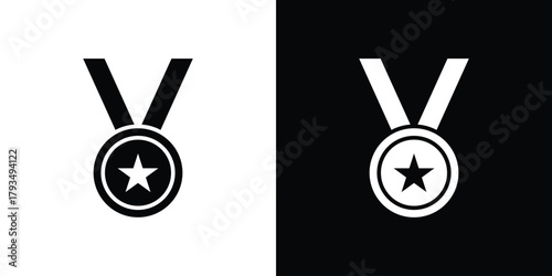 Sports medal icon solid style collection. flat style symbols