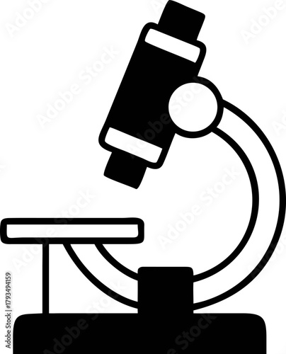 Sleek and simplified microscope vector icon representing scientific exploration, biological study, and essential laboratory research equipment