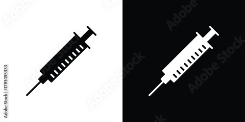 Syringe injection icon solid style collection. flat style symbols