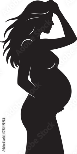 Silhouette of a Pregnant Woman Holding Her Belly pregnancy expectant mother on transparent background