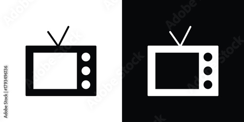 Television icon solid style collection. flat style symbols