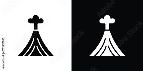 Volcano icon solid style collection. flat style symbols