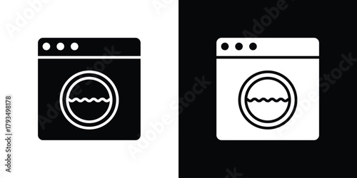 Washing machine icon solid style collection. flat style symbols