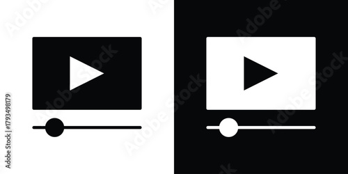 Video tutorial icon solid style collection. flat style symbols